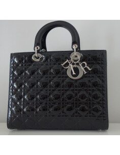 SAC LADY DIOR VERNI NOIR GRAND MODELE