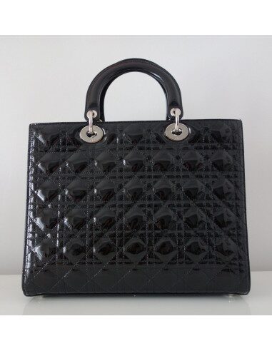 SAC LADY DIOR VERNI NOIR GRAND MODELE