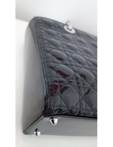 SAC LADY DIOR VERNI NOIR GRAND MODELE