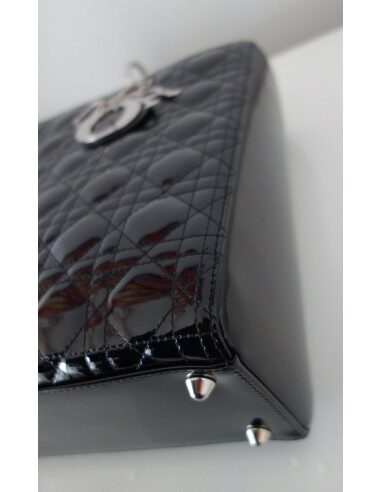 SAC LADY DIOR VERNI NOIR GRAND MODELE