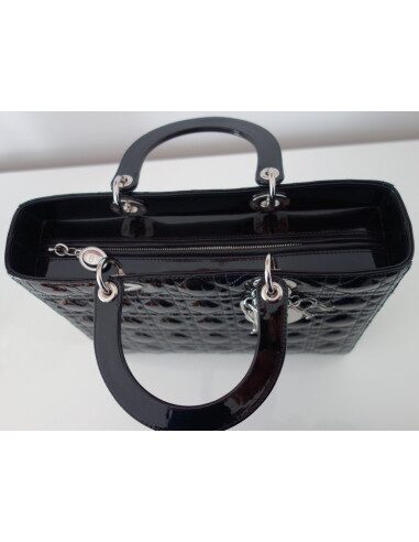 SAC LADY DIOR VERNI NOIR GRAND MODELE
