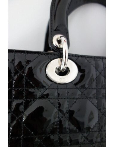 SAC LADY DIOR VERNI NOIR GRAND MODELE