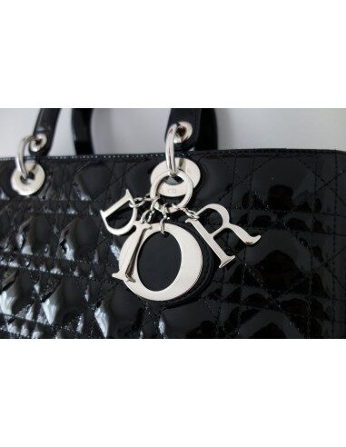 SAC LADY DIOR VERNI NOIR GRAND MODELE