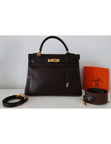 SAC HERMES KELLY COURCHEVEL MARRON