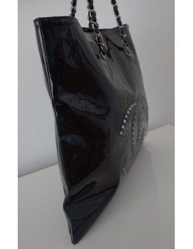 SAC CHANEL SHOPPING CUIR ET STRASS