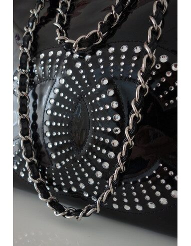 SAC CHANEL SHOPPING CUIR ET STRASS