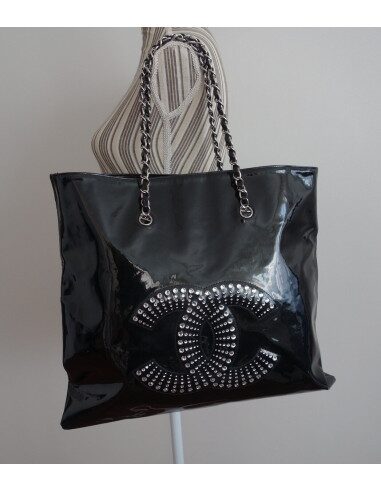 SAC CHANEL SHOPPING CUIR ET STRASS