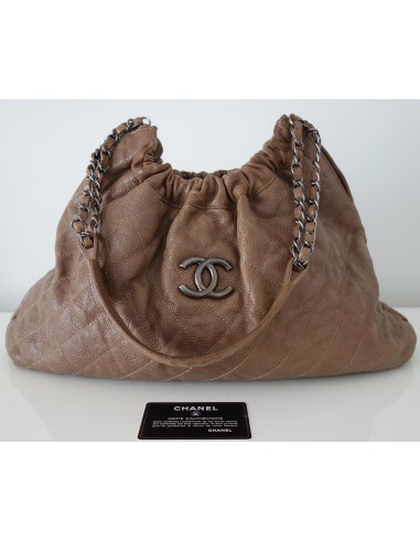 SAC CHANEL SHOPPING CUIR NOISETTE