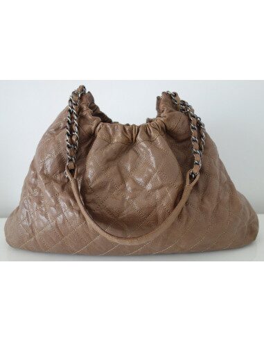 SAC CHANEL SHOPPING CUIR NOISETTE