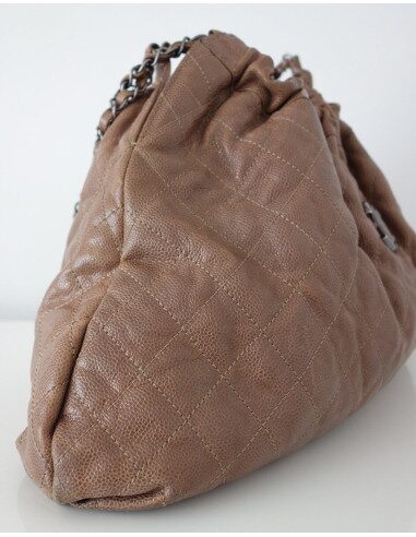 SAC CHANEL SHOPPING CUIR NOISETTE