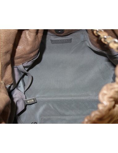 SAC CHANEL SHOPPING CUIR NOISETTE