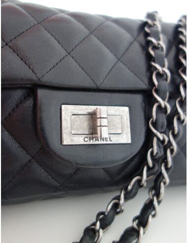 SAC CHANEL 2.55 CUIR NOIR BAGUETTE