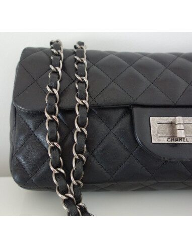 SAC CHANEL 2.55 CUIR NOIR BAGUETTE