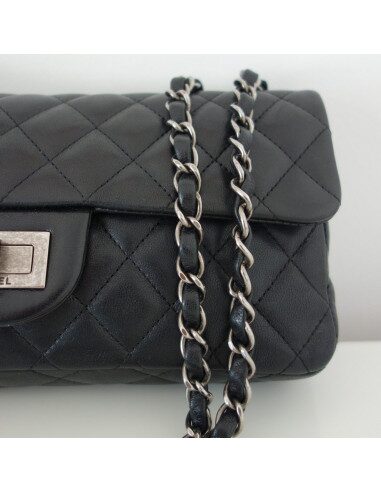 SAC CHANEL 2.55 CUIR NOIR BAGUETTE