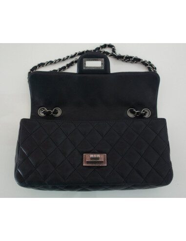 SAC CHANEL 2.55 CUIR NOIR BAGUETTE
