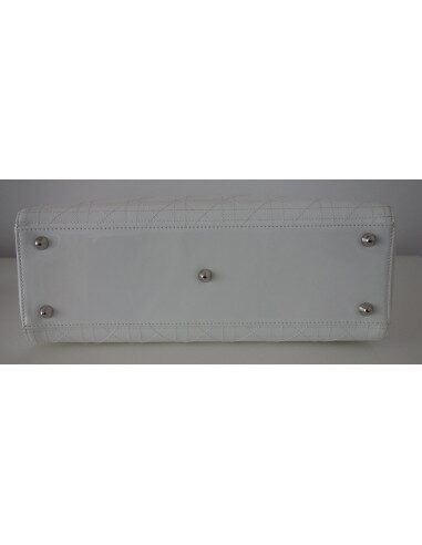 SAC LADY DIOR GM CUIR VERNI BLANC 
