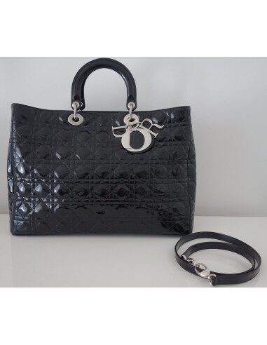 SAC LADY DIOR CUIR NOIR XXL