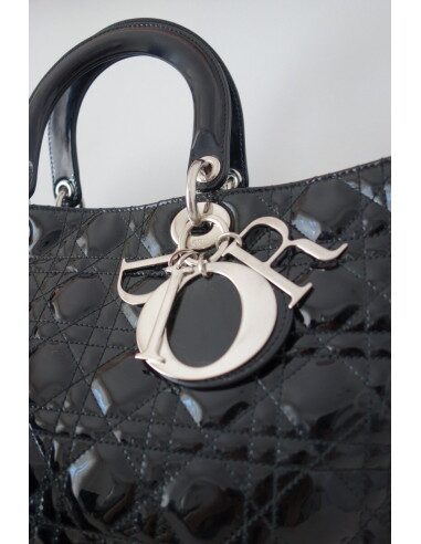 SAC LADY DIOR CUIR NOIR XXL