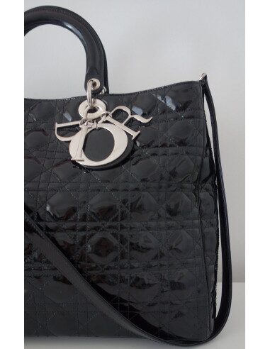 SAC LADY DIOR CUIR NOIR XXL