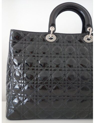 SAC LADY DIOR CUIR NOIR XXL