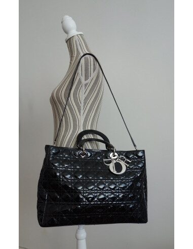 SAC LADY DIOR CUIR NOIR XXL