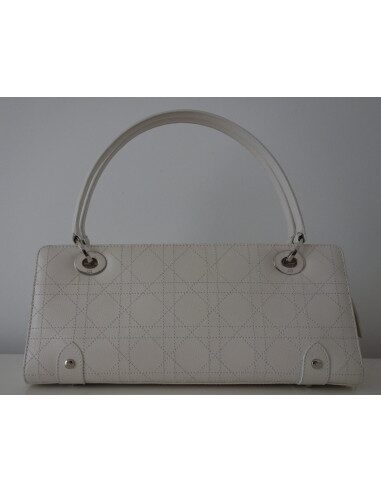 SAC LADY DIOR CUIR BLANC 