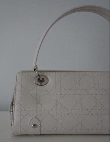 SAC LADY DIOR CUIR BLANC 