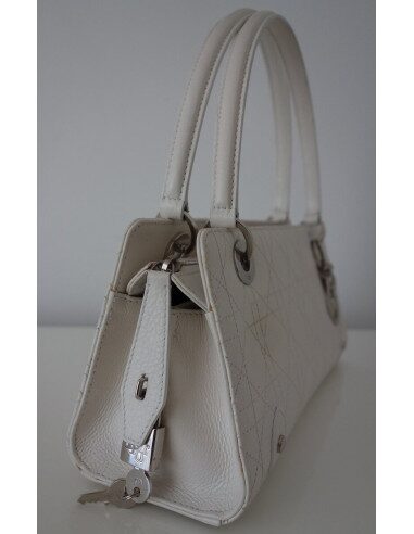 SAC LADY DIOR CUIR BLANC 