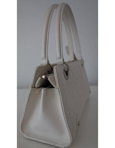 SAC LADY DIOR CUIR BLANC 