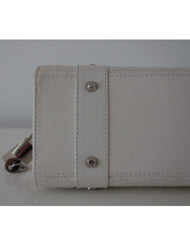 SAC LADY DIOR CUIR BLANC 