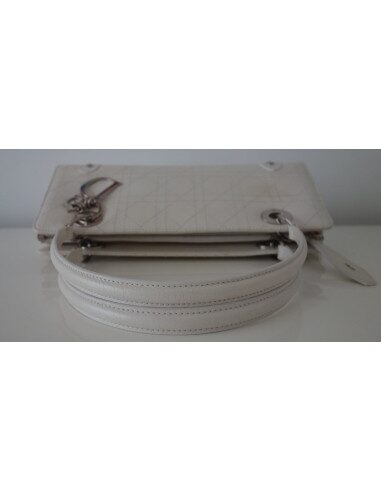 SAC LADY DIOR CUIR BLANC 