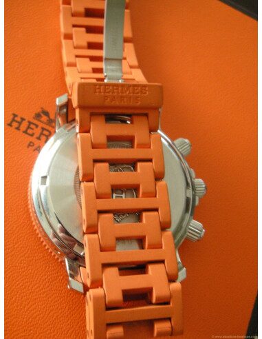 MONTRE HERMES CLIPPER PLONGEE CHRONO CAOUTCHOUC ORANGE