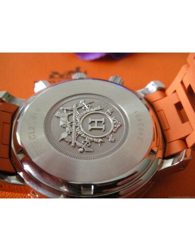 MONTRE HERMES CLIPPER PLONGEE CHRONO CAOUTCHOUC ORANGE