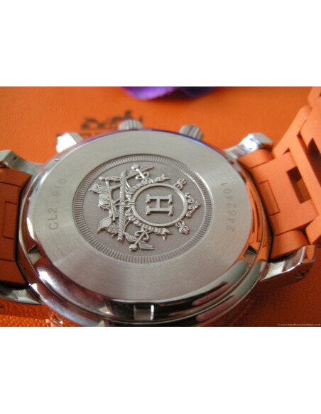 MONTRE HERMES CLIPPER PLONGEE CHRONO CAOUTCHOUC ORANGE