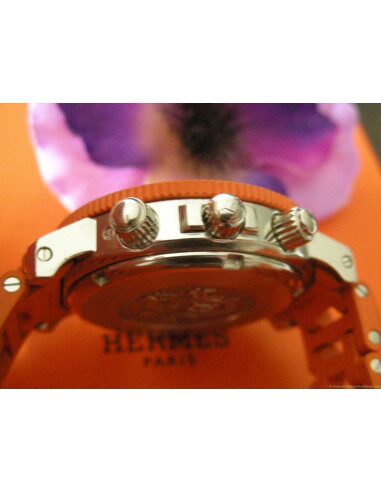 MONTRE HERMES CLIPPER PLONGEE CHRONO CAOUTCHOUC ORANGE