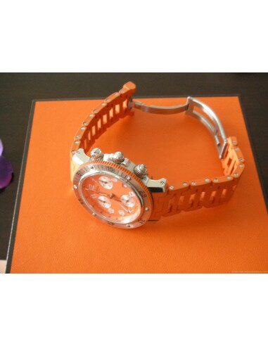 MONTRE HERMES CLIPPER PLONGEE CHRONO CAOUTCHOUC ORANGE