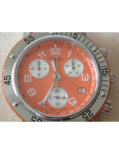 MONTRE HERMES CLIPPER PLONGEE CHRONO CAOUTCHOUC ORANGE
