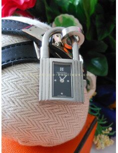 MONTRE CADENAS HERMES KELLY + BRACELET DOUBLE TOUR NOIR