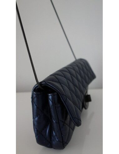 SAC CHANEL 2.55 BAGUETTE BLEU METALLIQUE