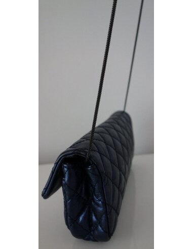 SAC CHANEL 2.55 BAGUETTE BLEU METALLIQUE