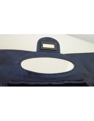 SAC CHANEL 2.55 BAGUETTE BLEU METALLIQUE