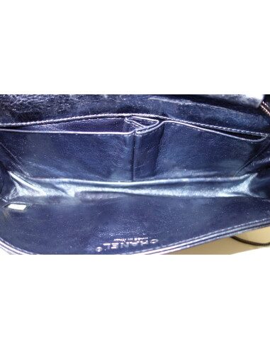 SAC CHANEL 2.55 BAGUETTE BLEU METALLIQUE