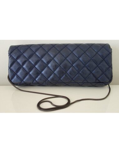 SAC CHANEL 2.55 BAGUETTE BLEU METALLIQUE