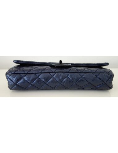 SAC CHANEL 2.55 BAGUETTE BLEU METALLIQUE