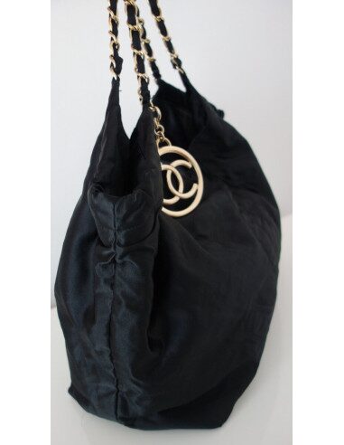 SAC CHANEL CABAS XXL SATIN NOIR 