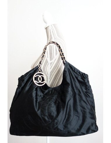 SAC CHANEL CABAS XXL SATIN NOIR 