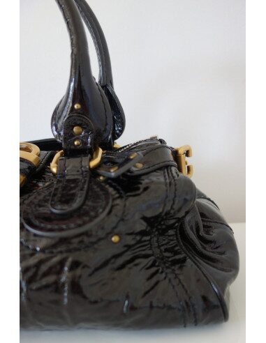 SAC CHLOE PADDINGTON CUIR VERNI NOIR 