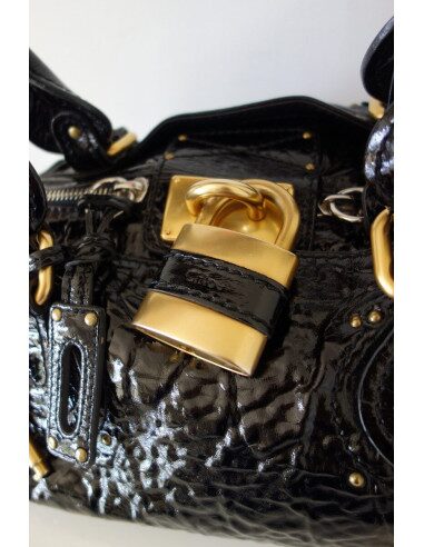 SAC CHLOE PADDINGTON CUIR VERNI NOIR 