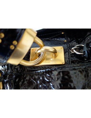 SAC CHLOE PADDINGTON CUIR VERNI NOIR 