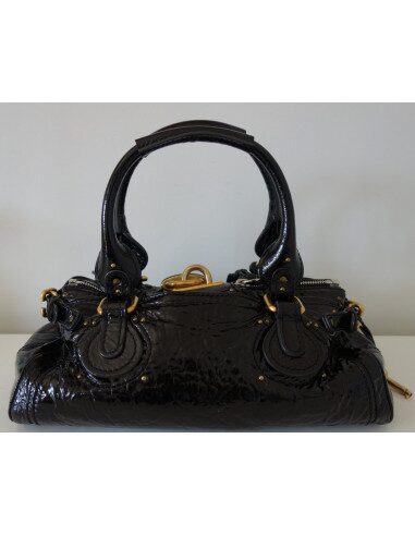 SAC CHLOE PADDINGTON CUIR VERNI NOIR 